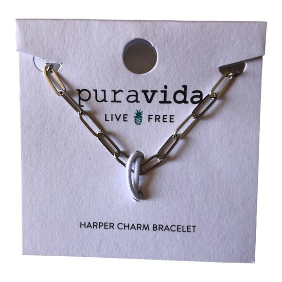 Pure Vida NWT Harper Paperclip Silver Charm Bracelet & Charms, “S”, Peace Sign - Picture 3 of 8